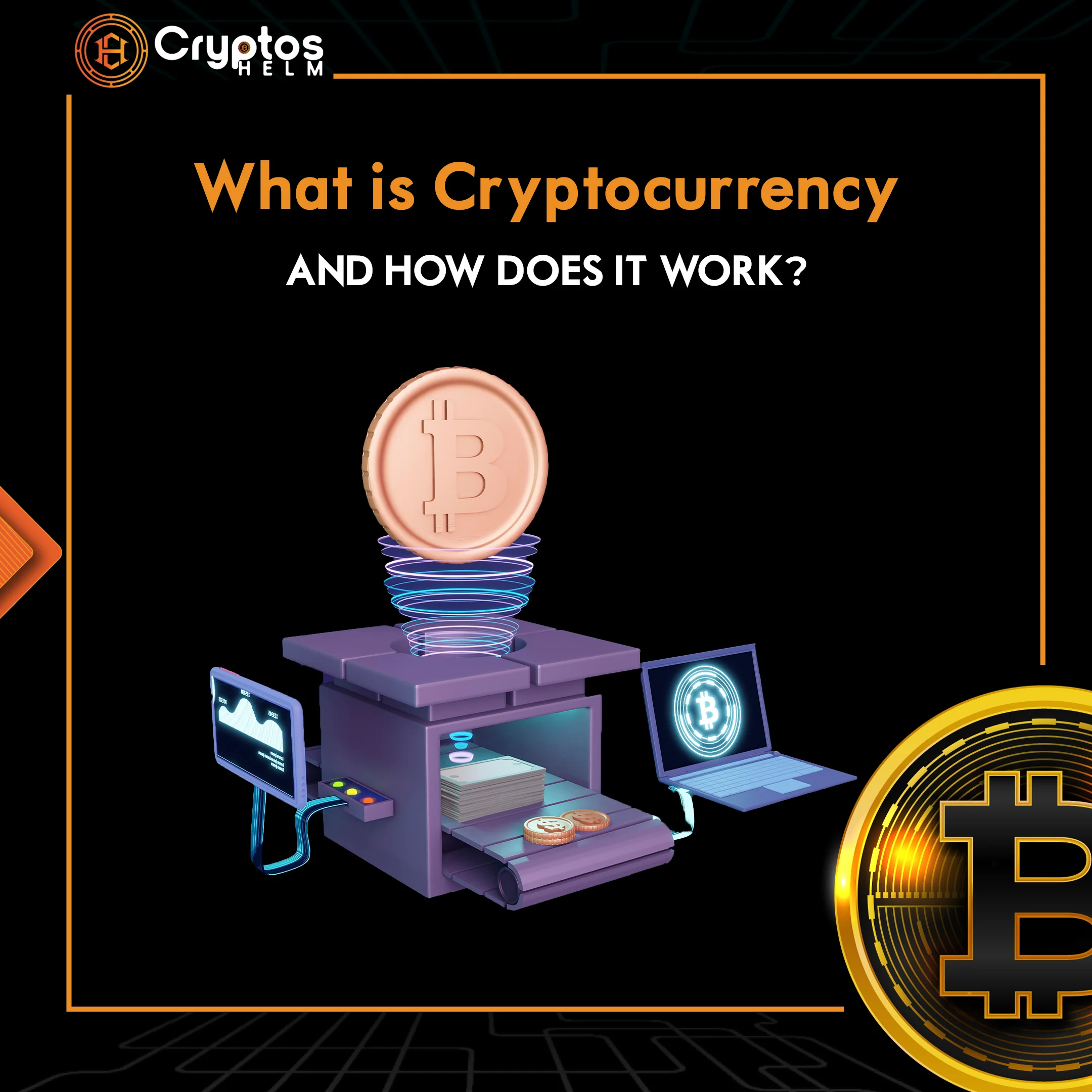 Comprehensive guide explaining what cryptocurrency is and how it works, featuring Bitcoin, blockchain technology, and digital currency basics for beginners in 2025
